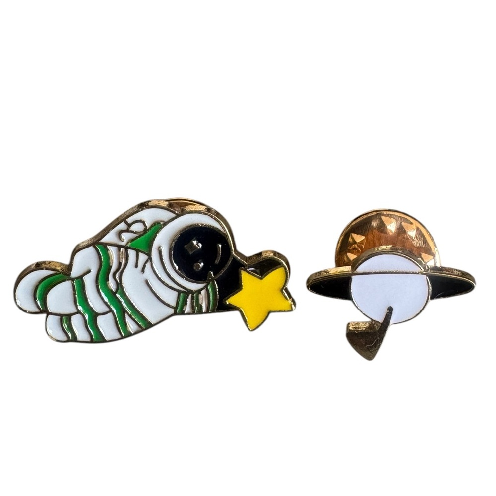 Astronaut Enamel Pin Set with Star and Planet
